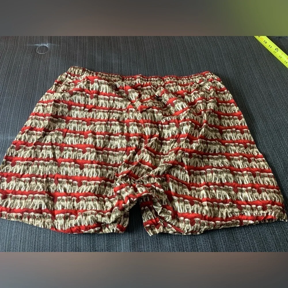 J.Crew Puppy Dogs Print Labrador Boxers Brief Briefs Shorts Red Beige Size 40-42